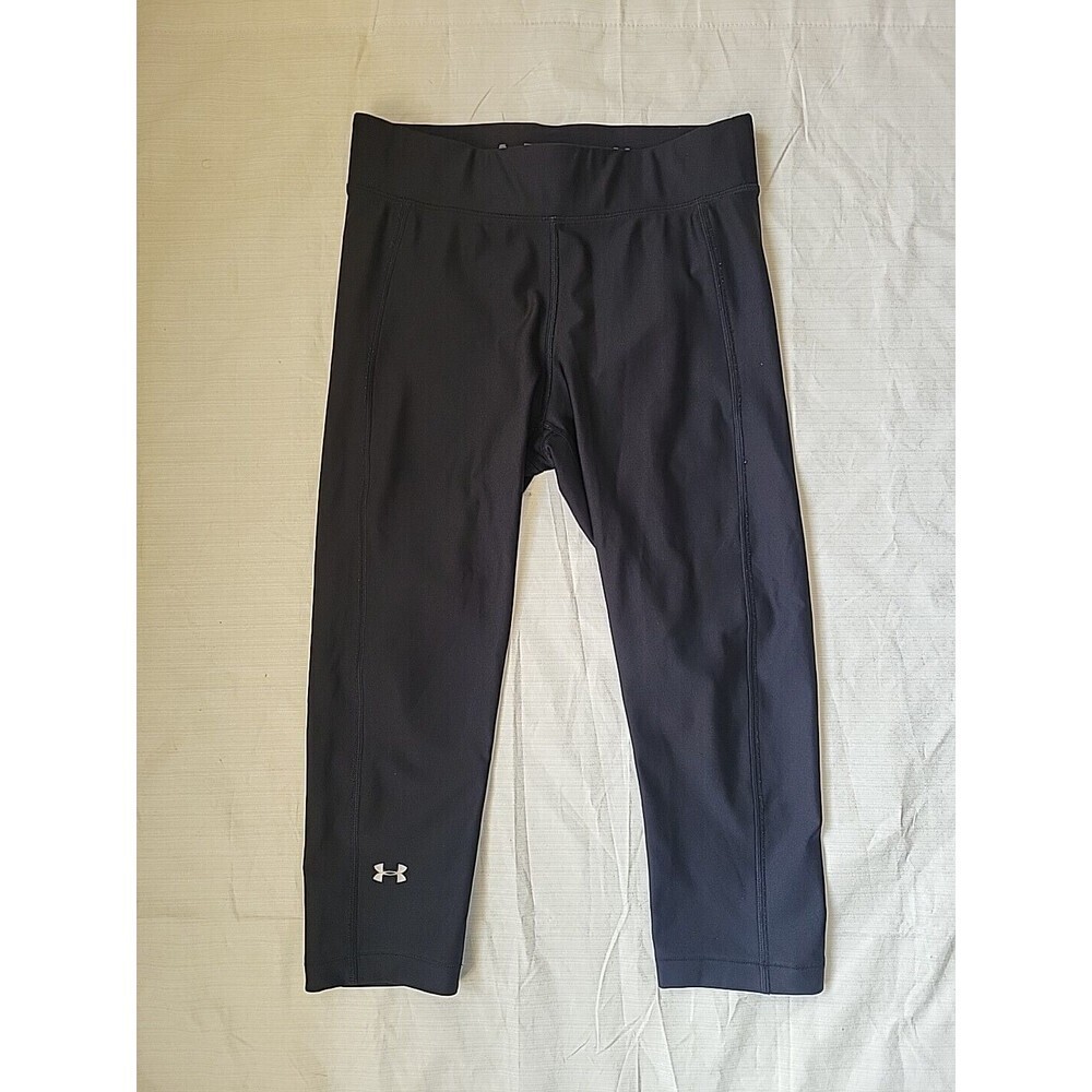 Under Armour Black Leggings M Women's Cropped Athletic Wear Heatgear Compression